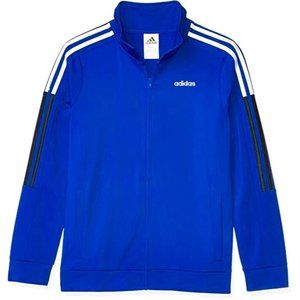 New ADIDAS BOYS SIZE 10 MEDIUM BLUE WHITE FULL ZIP CLASSIC TRACK OUTDOOR JACKET